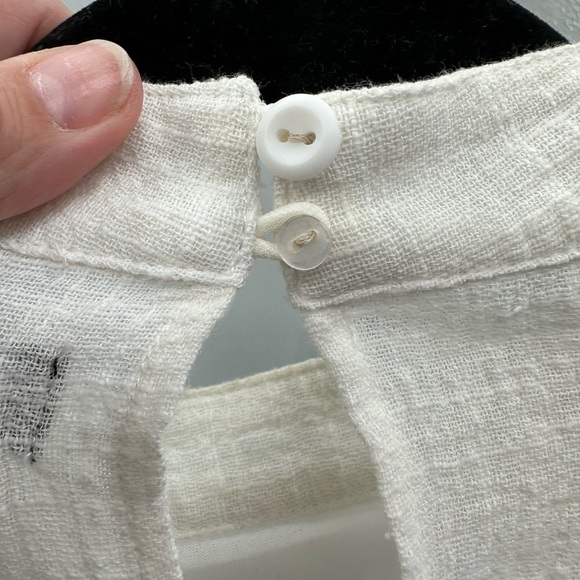 ROOLEE S Cream textured cotton lagonlook boho cottagecore long sleeve woman top - Picture 10 of 11